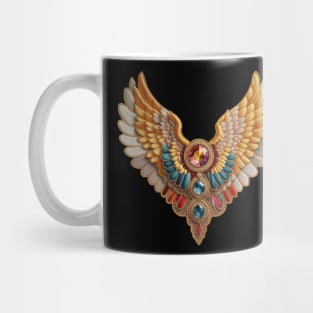 Bejeweled Angel Wings Embroidered Patch Mug